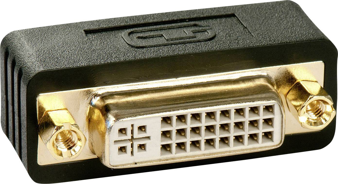 LINDY 41098 DVI Adapter [1x DVI-Buchse 24+5pol. - 1x DVI-Stecker 24+5pol.] Schwarz