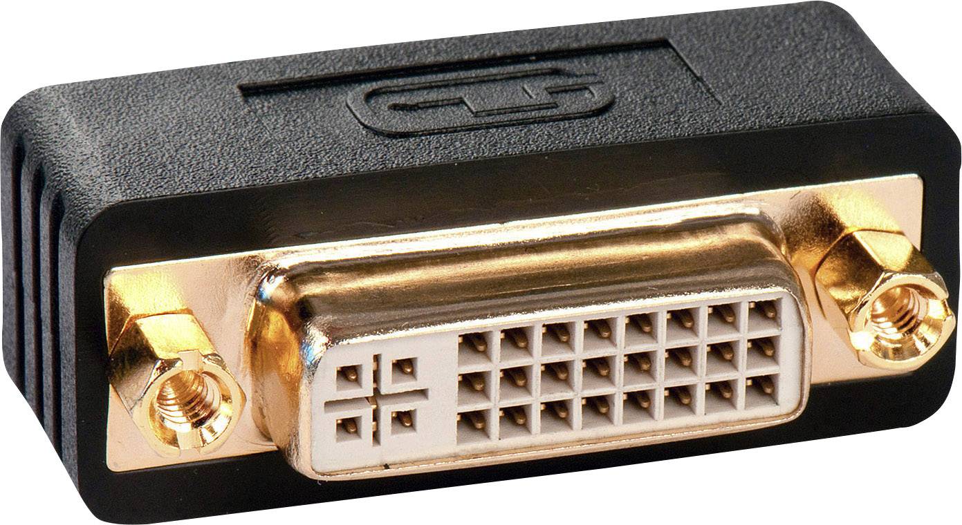 LINDY 41098 DVI Adapter [1x DVI-Buchse 24+5pol. - 1x DVI-Stecker 24+5pol.] Schwarz