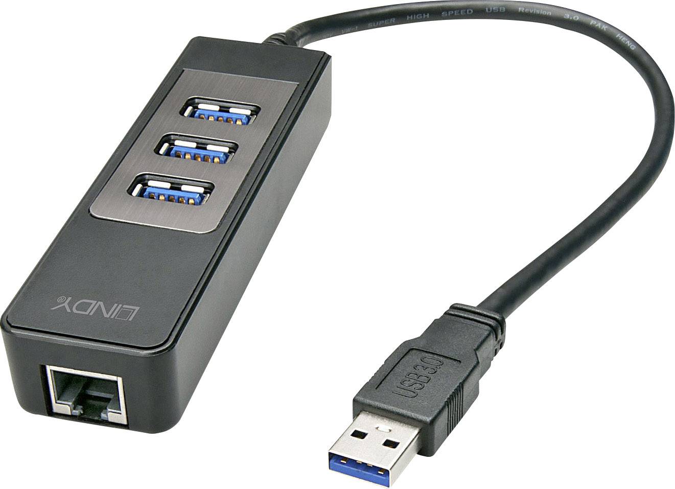 LINDY LINDY USB 3.1 Hub/Gigabit Ether. Adapter USB-Kombi-Hub Schwarz