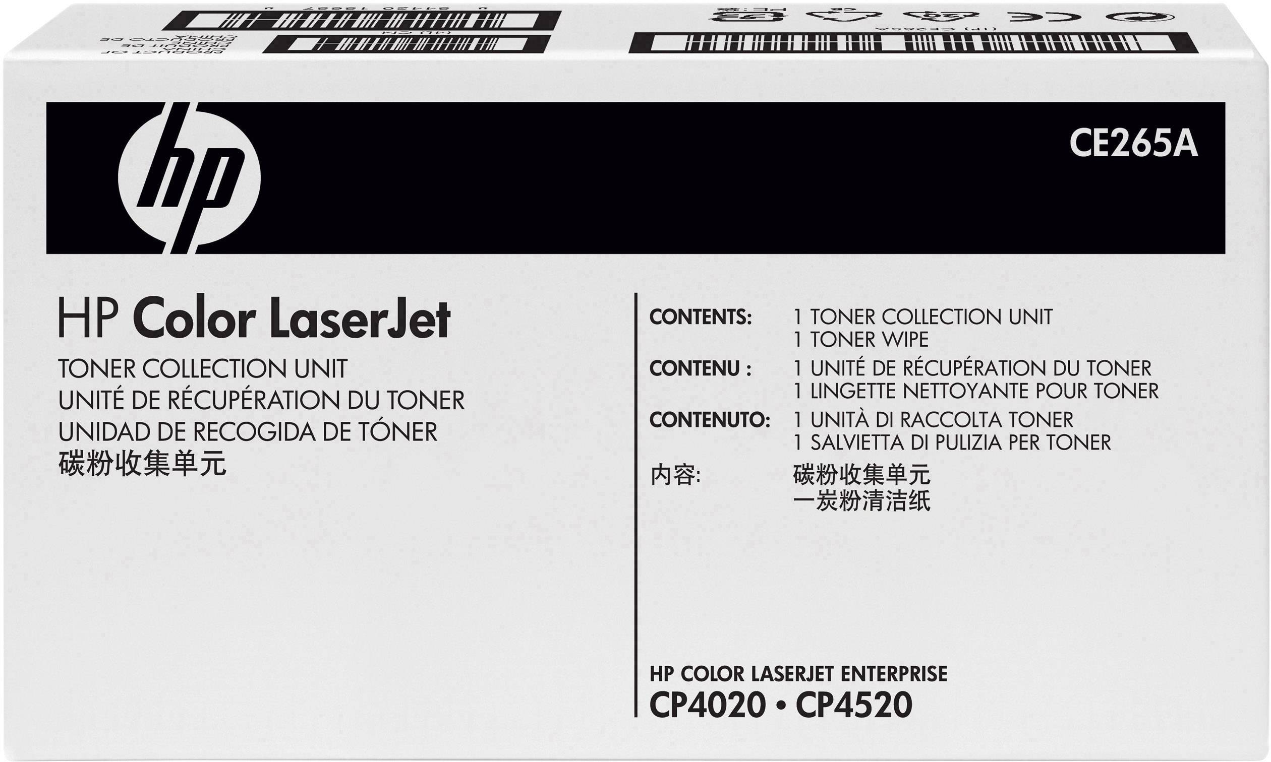 Toner-Sammelbehälter für HP Color LaserJet CE265A, kompatibel mit Modellen CP4020 und CP4520. Verpackungstext in mehreren Sprachen.