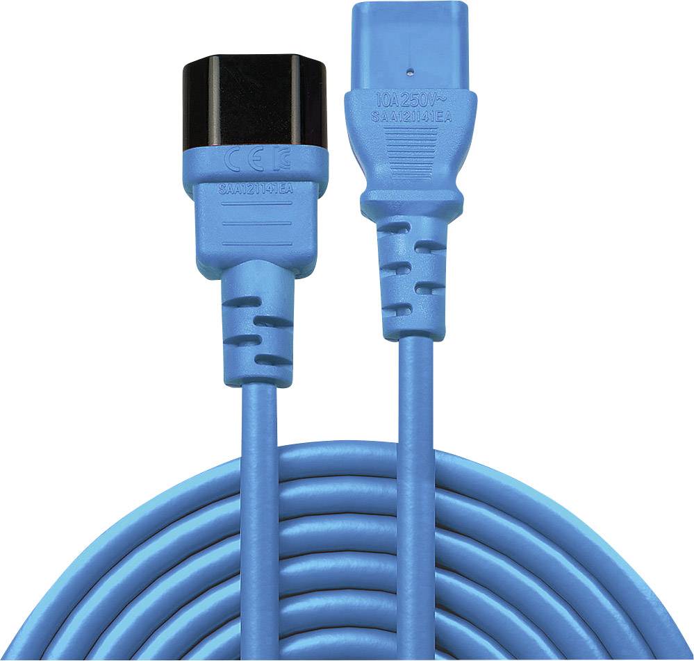 Zwei blaue Netzkabel mit unterschiedlichen Steckverbindern. Sie sind koaxial und für eine hochwertige Stromübertragung geeignet.