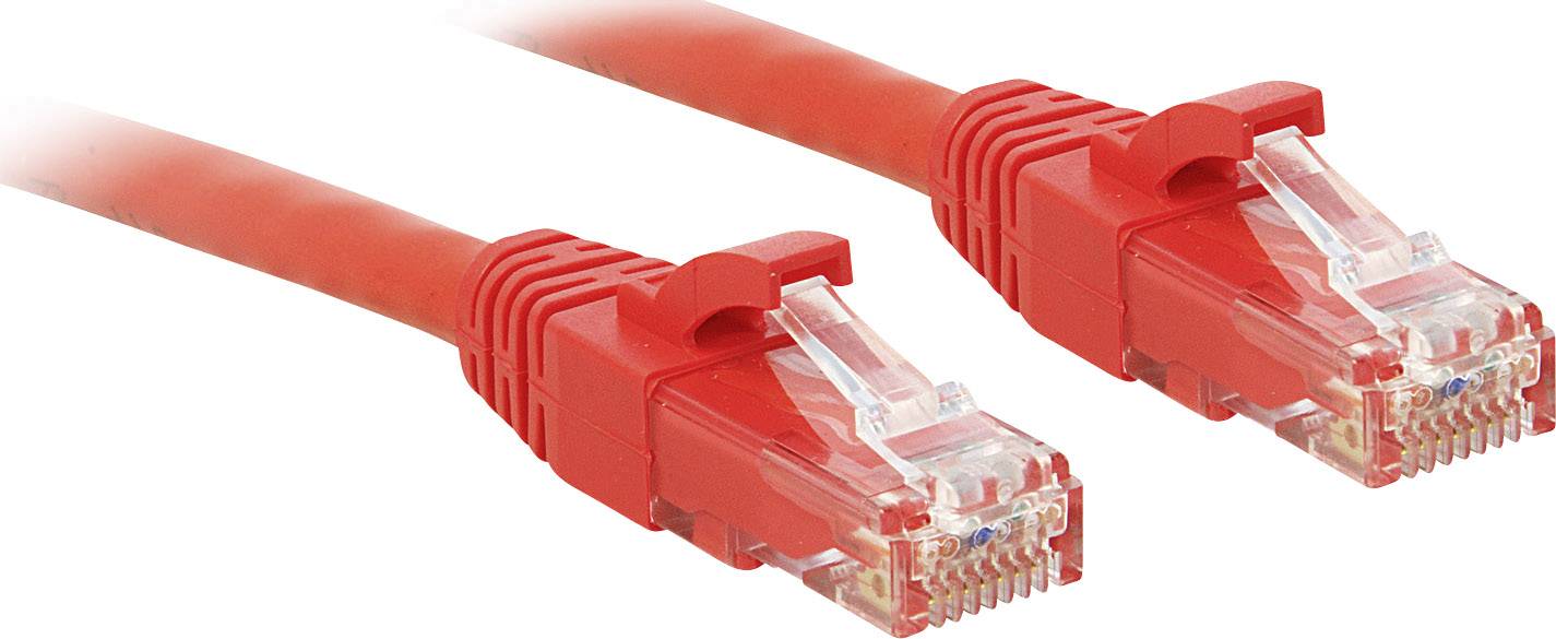 LINDY 48030 RJ45 Netzwerkkabel, Patchkabel CAT 6 U/UTP 0.30 m Rot mit Rastnasenschutz 1 St.