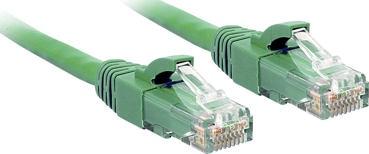 Zwei grüne Ethernet-Kabel mit transparenten Steckern, die nebeneinander liegen. Geeignet für Netzwerkanbindungen.