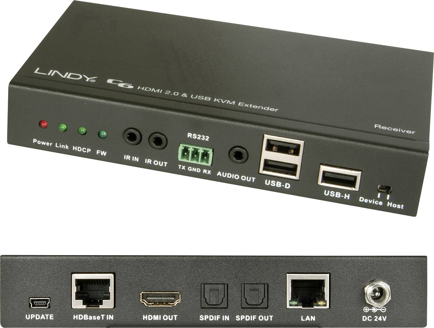 LINDY LINDY C6 HDMI 4K und USB 2.0 Extender Schwarz