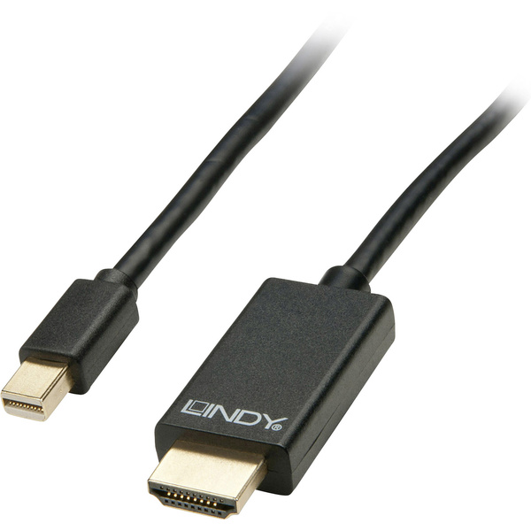 LINDY Mini-DisplayPort / HDMI Adapterkabel Mini DisplayPort Stecker, HDMI-A Stecker 5.00m Schwarz 41667 DisplayPort-Kabel