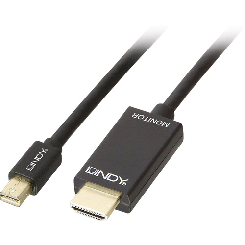 LINDY Mini-DisplayPort / HDMI Adapterkabel Mini DisplayPort Stecker, HDMI-A Stecker 2.00m Schwarz 36927 DisplayPort-Kabel