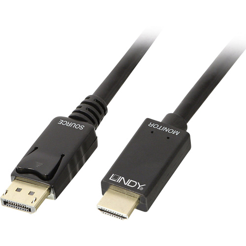 Câble adaptateur LINDY DisplayPort / HDMI Fiche mâle DisplayPort, Fiche mâle HDMI-A 3.00 m noir 36923 Câble DisplayPort