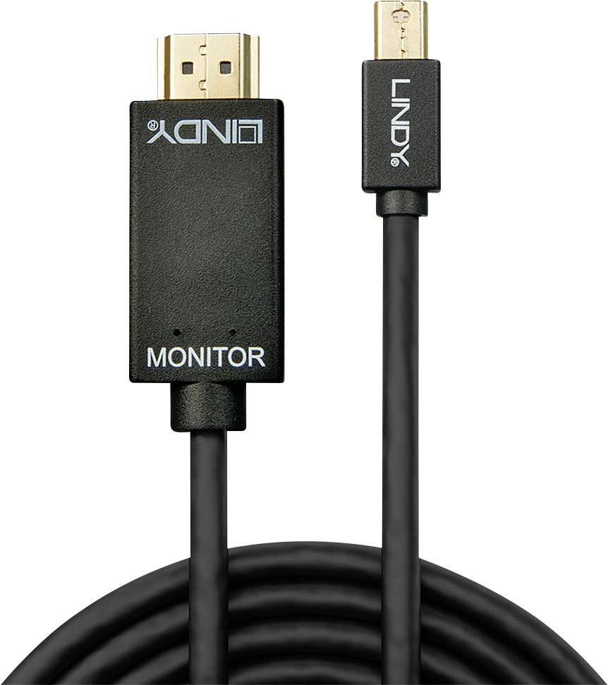 LINDY Mini-DisplayPort / HDMI Adapterkabel Mini DisplayPort Stecker, HDMI-A Stecker 5.00 m Schwarz