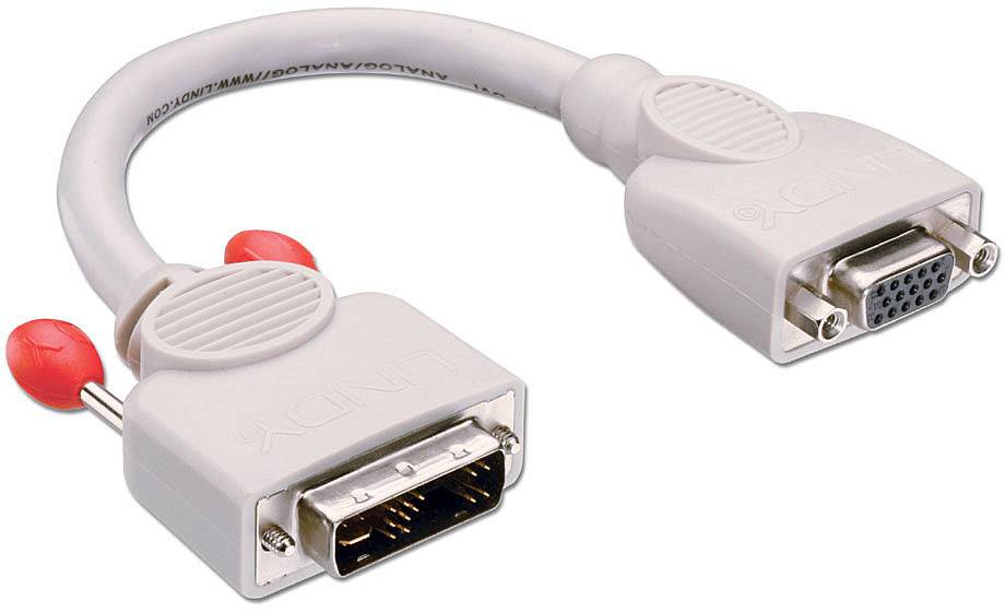 LINDY 41222 DVI Adapterkabel [1x VGA-Stecker - 1x DVI-Stecker 12+5pol.] Grau 20.00 cm