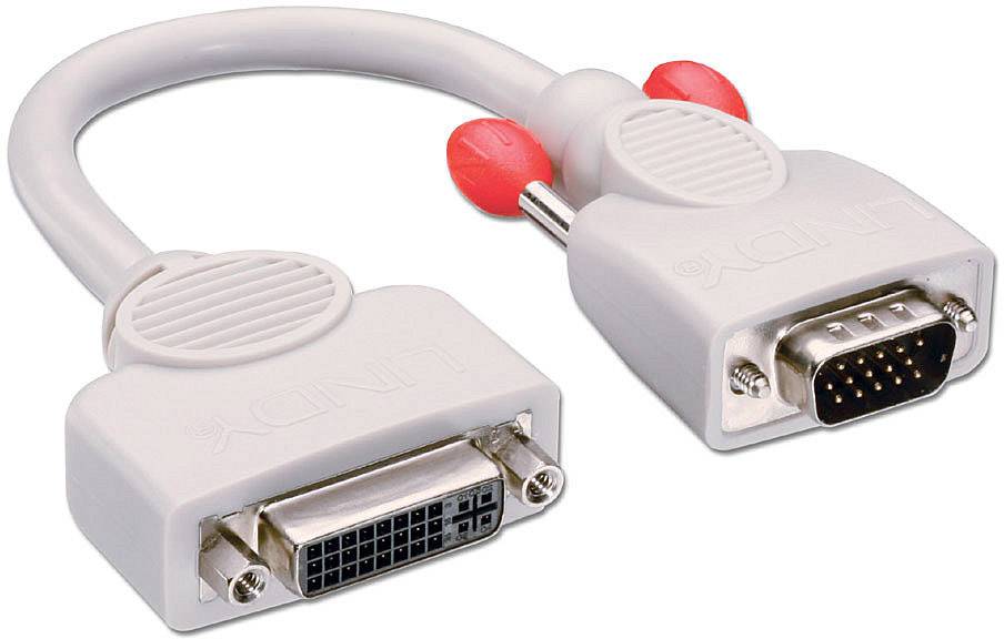 LINDY 41223 DVI / VGA Adapterkabel [1x DVI-Stecker 24+5pol. - 1x VGA-Stecker] Grau 20.00 cm