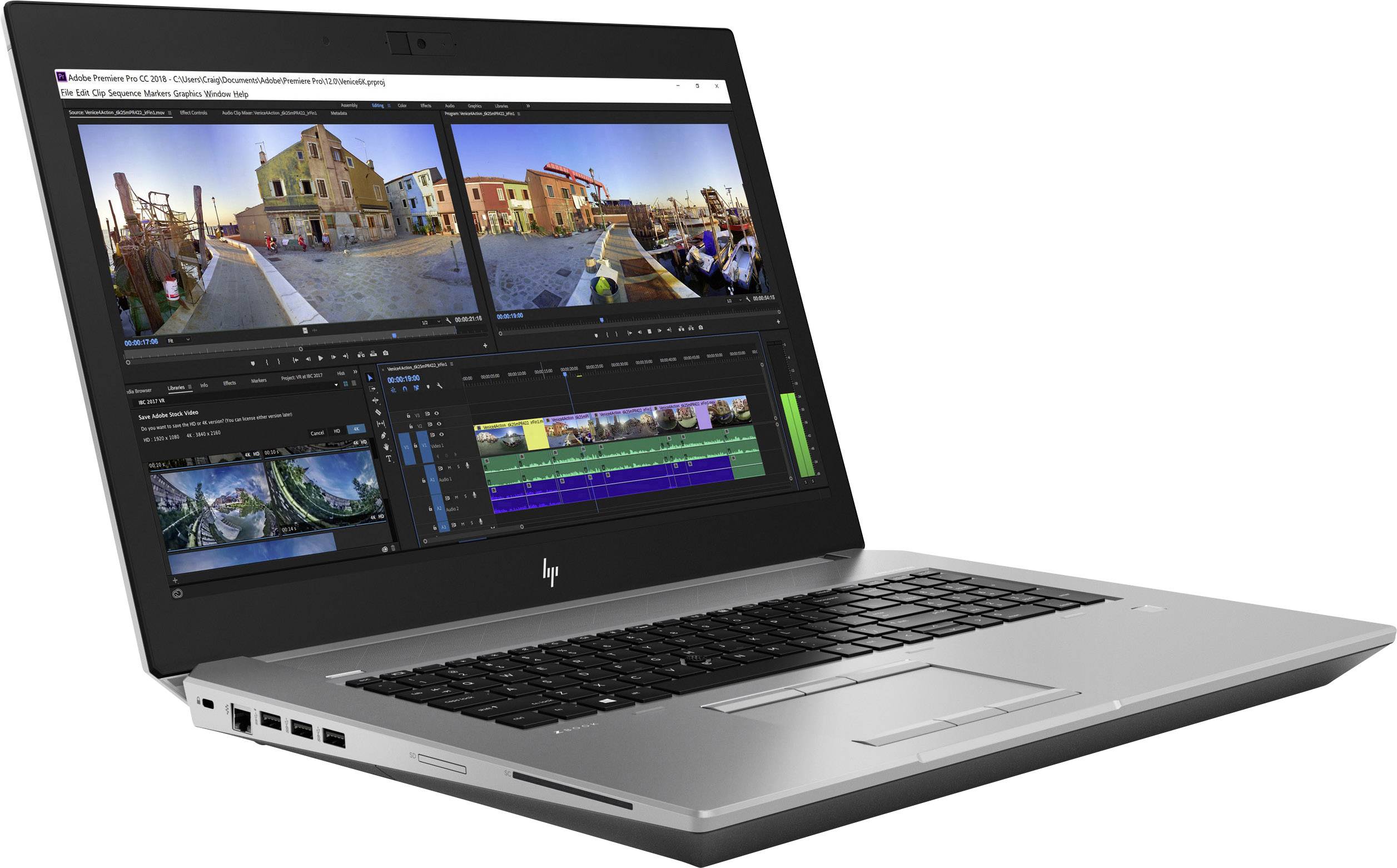 HP ZBook 17 G5 43.9cm (17.3 Zoll) Workstation Intel Core i7 8750H 8GB 256GB SSD Nvidia Quadro P2000 Windows® 10 Pro Silber