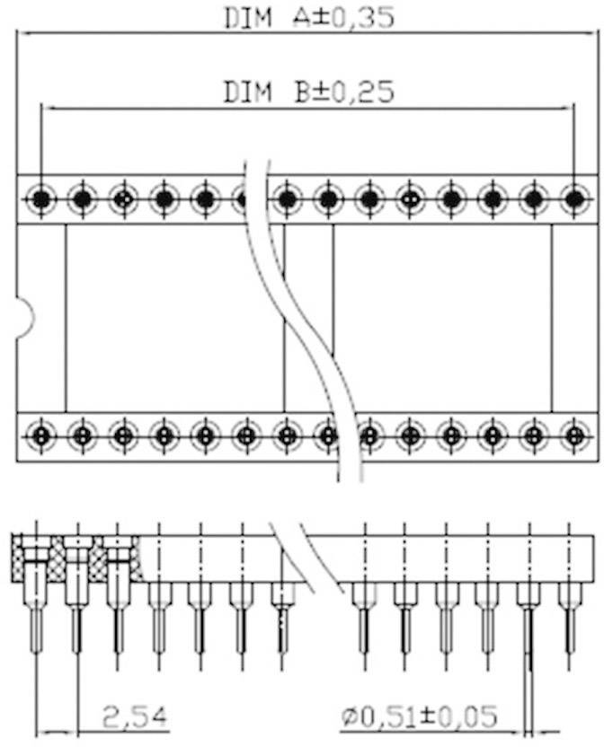 TRU Components 1586542 AR 14 HZL-TT IC-Fassung Rastermaß: 7.62mm Polzahl: 14 Präzisions-Kontakte