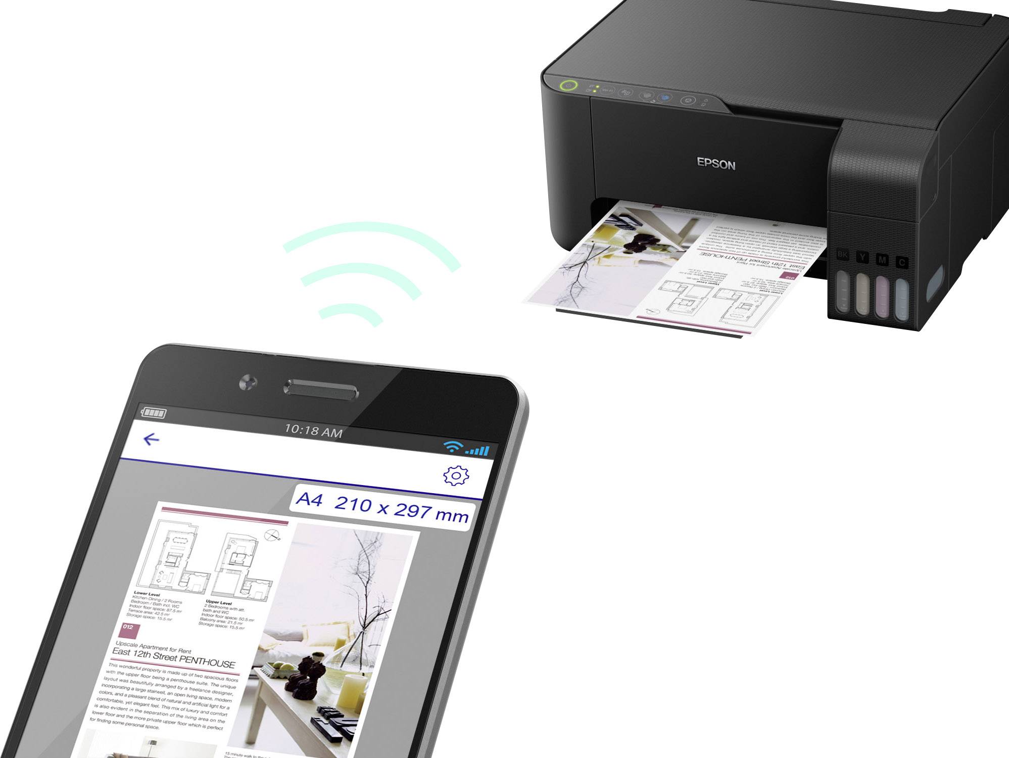 Epson EcoTank ET-2710 Multifunktionsdrucker Tintenstrahl Farbe A4 Drucker, Scanner, Kopierer WLAN, Tintentank-System