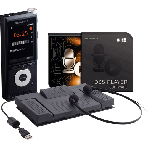 Olympus DS-2600 Digitales Diktiergerät Aufzeichnungsdauer (max.) 56 h Schwarz inkl. 2 GB SD-Karte, inkl. Spracherkennungssoftware, inkl. Tasche