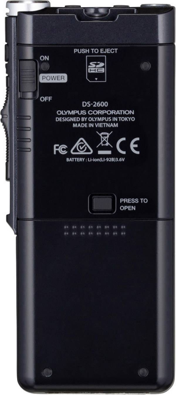 Olympus DS-2600 Digitales Diktiergerät Aufzeichnungsdauer (max.) 56 h Schwarz inkl. 2 GB SD-Karte, inkl. Spracherkennungssoftware, inkl. Tasche