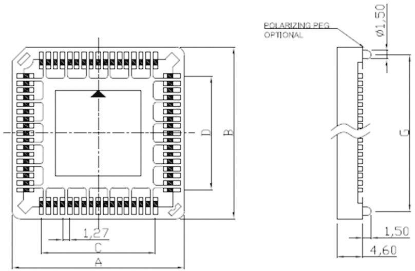 TRU Components 1586549 A-CCS 028-Z-SM PLCC-Fassung Rastermaß: 7.62mm Polzahl: 28