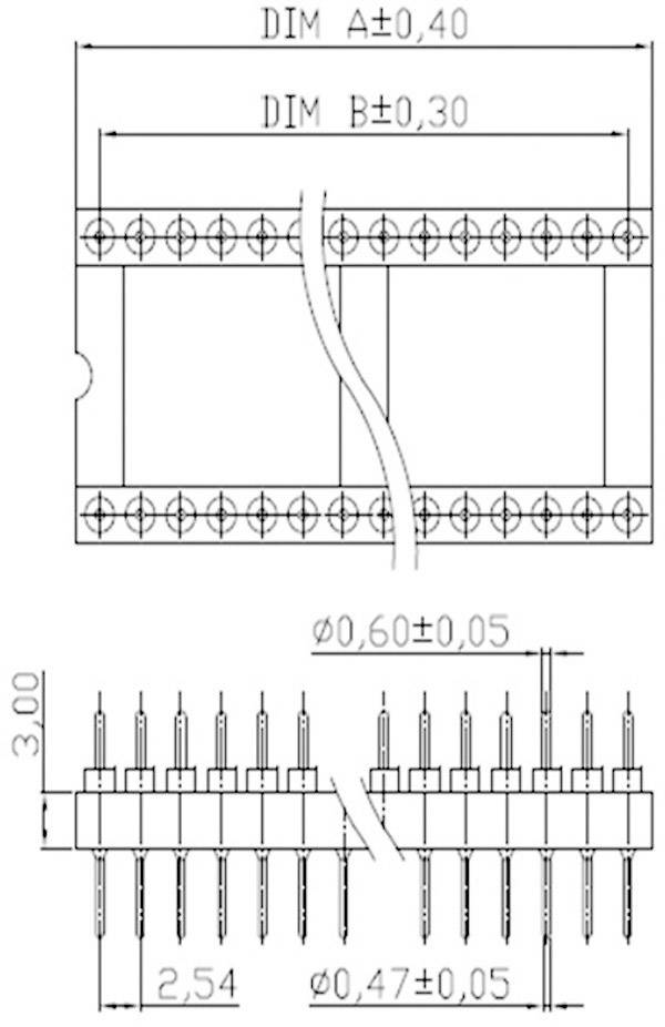 Assmann WSW AR 20-ST/T AR 20-ST/T Adapter-IC-Fassung Rastermaß: 7.62 mm Polzahl: 20