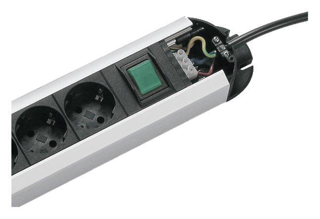 Bachmann 330.073 Steckdosenleiste mit Schalter Aluminium, Schwarz Schutzkontakt 1St.