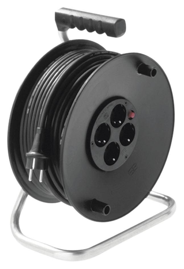 Bachmann Kabeltrommel 25.00 m Schwarz Schutzkontakt-Stecker