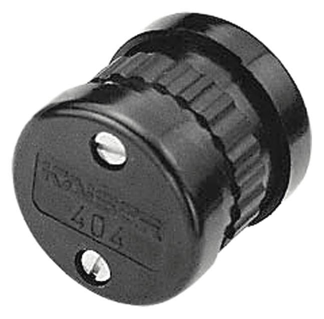 Schwarzer Adapter mit zwei sichtbaren Schrauben, Aufschrift '404'.
