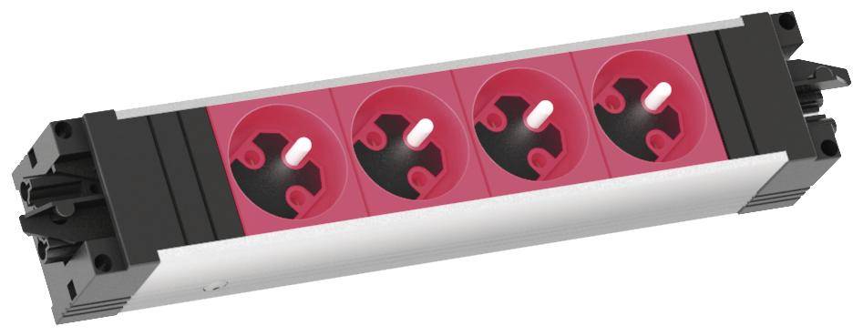 Bachmann 336.088 Steckdosenleiste ohne Schalter Aluminium, Rot FR-Stecker