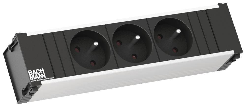 Bachmann 333.0500 Steckdosenleiste ohne Schalter Aluminium, Schwarz FR-Stecker