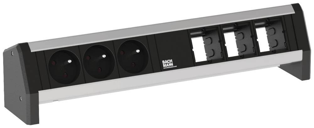 Bachmann 902.006 Steckdosenleiste ohne Schalter Schwarz, Aluminium FR-Stecker