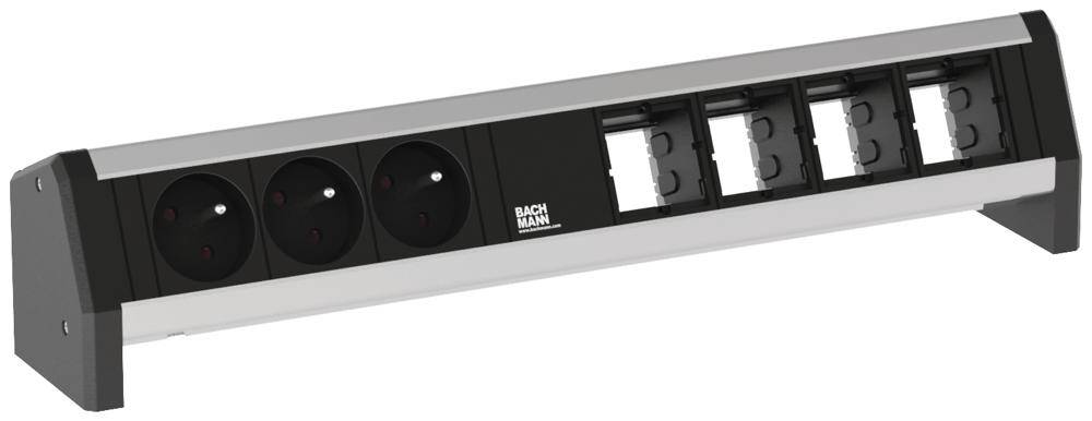 Bachmann 902.007 Steckdosenleiste ohne Schalter Schwarz, Aluminium FR-Stecker