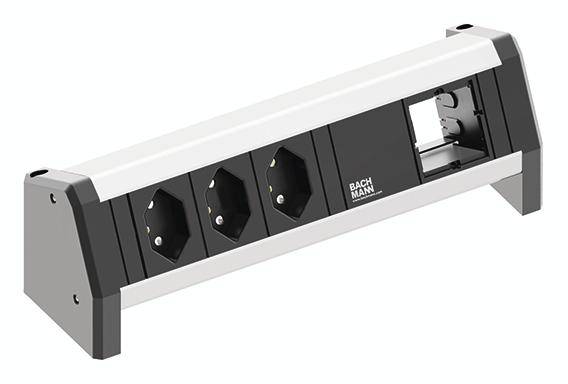 Bachmann 902.008 Steckdosenleiste ohne Schalter Schwarz, Aluminium CH-Stecker