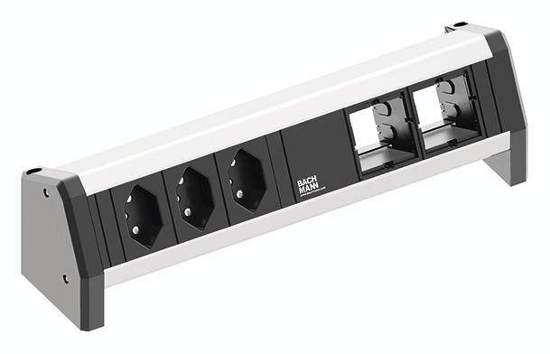 Bachmann 902.009 Steckdosenleiste ohne Schalter Schwarz, Aluminium CH-Stecker