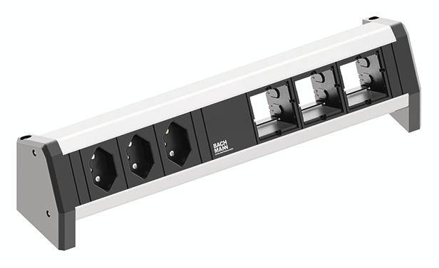 Bachmann 902.010 Steckdosenleiste ohne Schalter Schwarz, Aluminium CH-Stecker