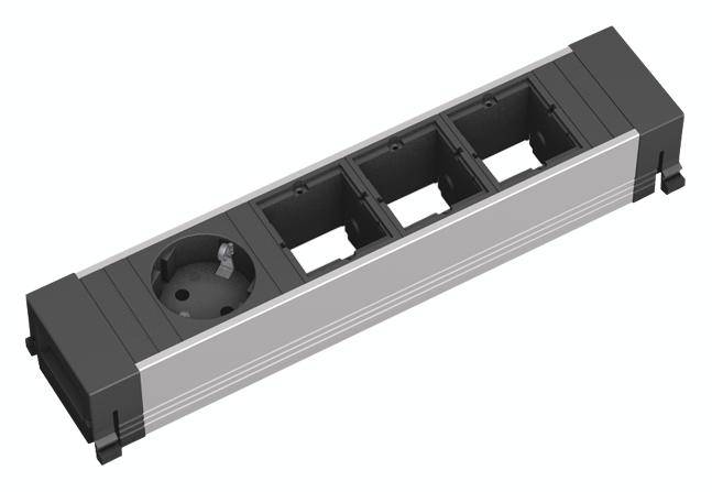 Bachmann 909.002 Steckdosenleiste Silber, Schwarz Schutzkontakt 1St.