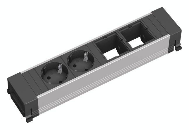 Bachmann 909.003 Steckdosenleiste Silber, Schwarz Schutzkontakt 1St.