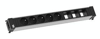 Bachmann 909.015 Steckdosenleiste Aluminium, Schwarz Schutzkontakt 1St.