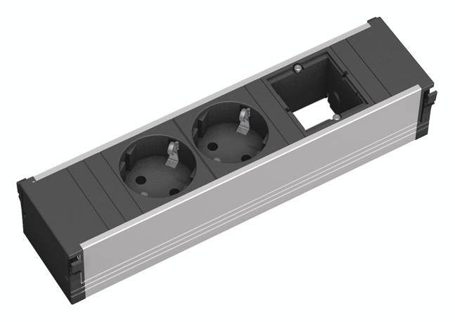 Bachmann 912.003 Steckdosenleiste ohne Schalter Aluminium, Schwarz Schutzkontakt