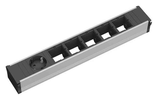 Bachmann 912.004 Steckdosenleiste ohne Schalter Aluminium, Schwarz Schutzkontakt