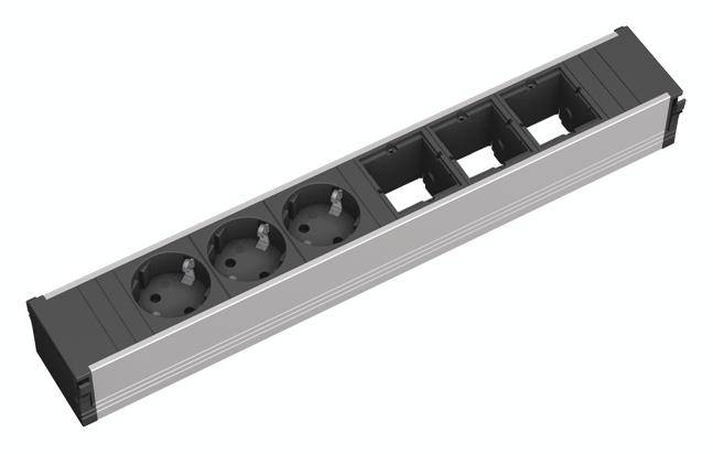 Bachmann 912.006 Steckdosenleiste ohne Schalter Aluminium, Schwarz Schutzkontakt