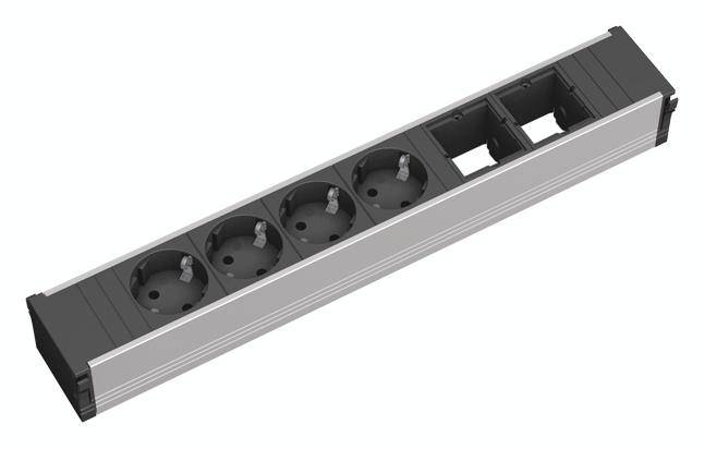 Bachmann 912.007 Steckdosenleiste ohne Schalter Aluminium, Schwarz Schutzkontakt