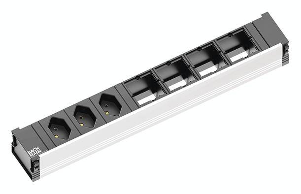 Bachmann 912.017 Steckdosenleiste ohne Schalter Aluminium, Schwarz CH-Stecker