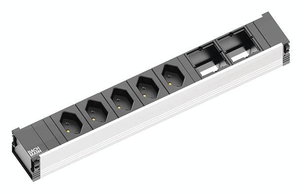 Bachmann 912.019 Steckdosenleiste ohne Schalter Aluminium, Schwarz CH-Stecker