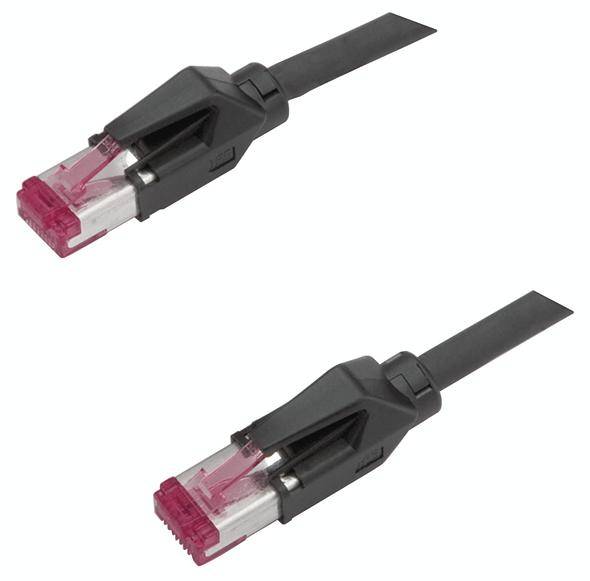 Bachmann RJ45 Patchkabel CAT 6a S/FTP 3.00 m Schwarz Flammwidrig, mit Rastnasenschutz 1 St.