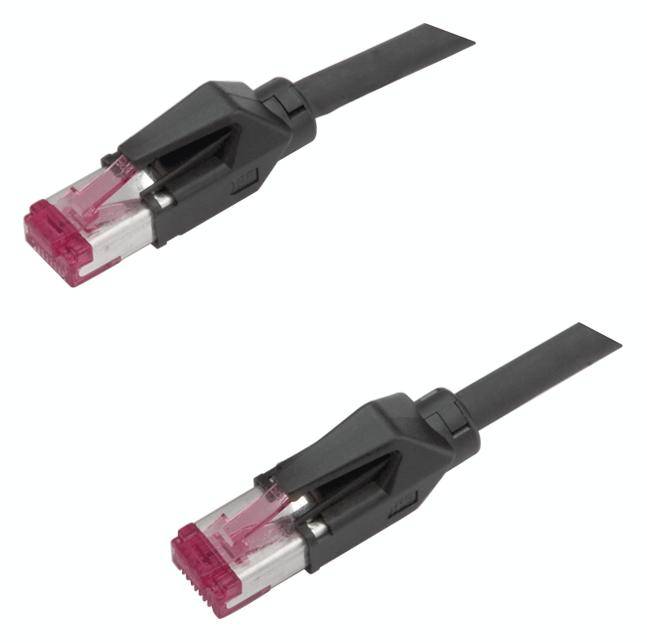 Bachmann RJ45 Patchkabel CAT 6 S/FTP 5.00 m Schwarz Flammwidrig, mit Rastnasenschutz 1 St.