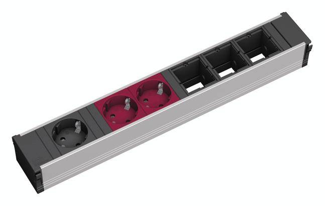 Bachmann 912.024 Steckdosenleiste ohne Schalter Aluminium, Schwarz Schutzkontakt