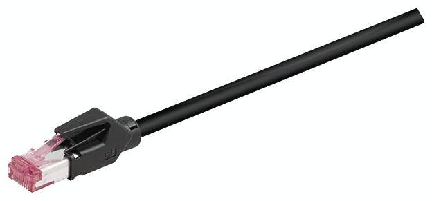 Bachmann 918.033 RJ45 Netzwerkkabel, Patchkabel CAT 6a S/FTP 3.00 m Schwarz Flammwidrig, mit Rastnasenschutz 1 St.