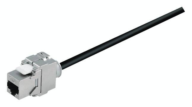 Bachmann 918.034 RJ45 Netzwerkkabel, Patchkabel CAT 6a S/FTP 5.00 m Schwarz Flammwidrig, mit Rastnasenschutz 1 St.