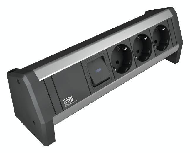 Bachmann 902.0050 Steckdosenleiste mit Schalter Schwarz, Aluminium Schutzkontakt