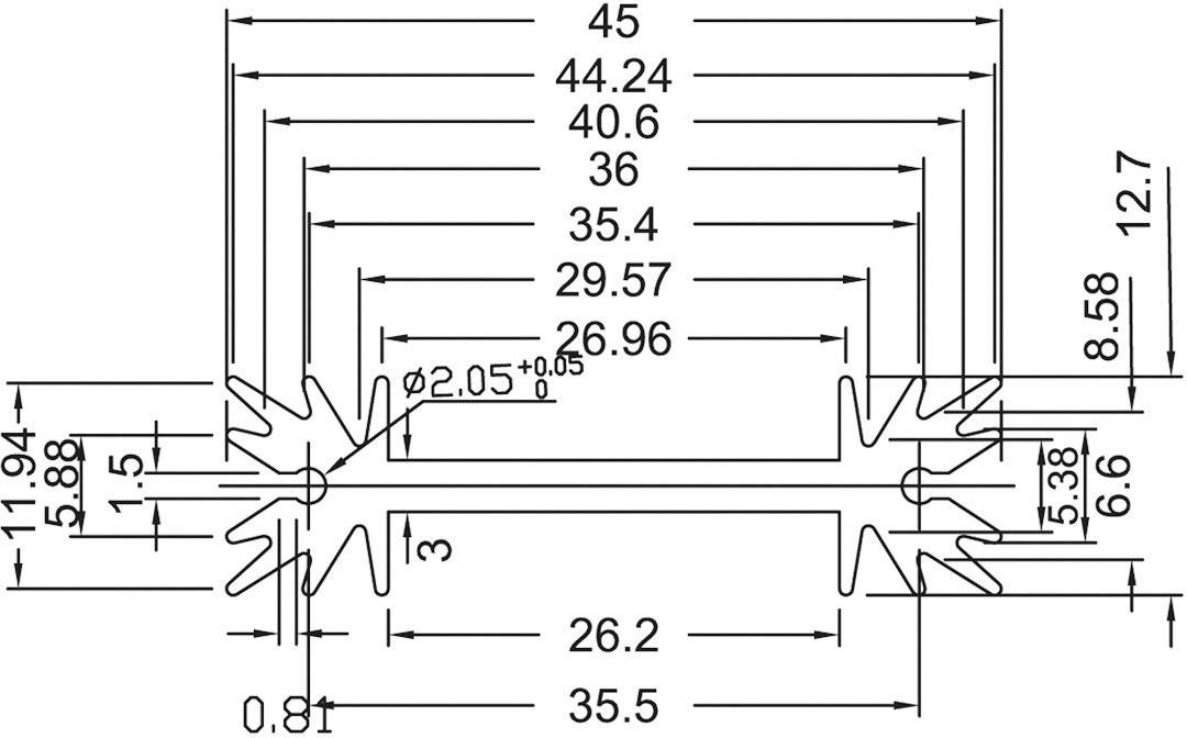 Assmann WSW V7466X V7466X Strangkühlkörper 7 K/W (L x B x H) 38.1 x 45 x 11.94mm TO-220, TOP-3, SOT-32
