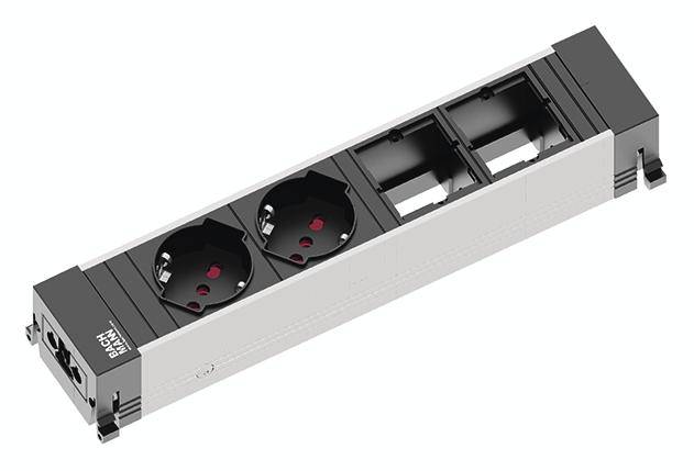 Bachmann 909.029 Steckdosenleiste Aluminium, Schwarz Schutzkontakt 1St.