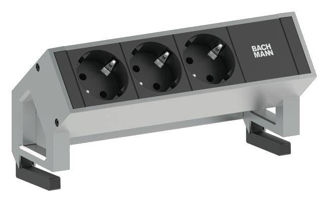 Bachmann 902.4048 Steckdosenleiste ohne Schalter Schwarz, Grau Schutzkontakt