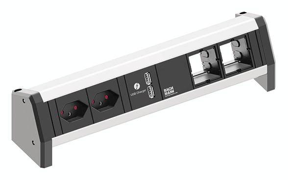 Bachmann 902.0161 Steckdosenleiste ohne Schalter Schwarz, Aluminium Schutzkontakt